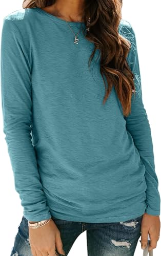 TrendiMax Damen Langarmshirt Lässiges Basic T-Shirt Einfarbig Langarm...