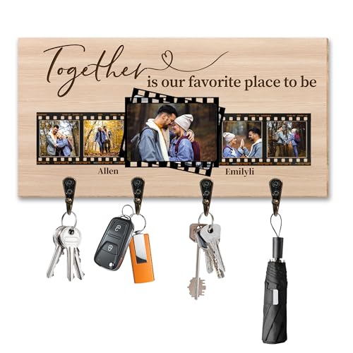 Amabery Personalized Family Photo Key Holder Custom 5 Family Photos