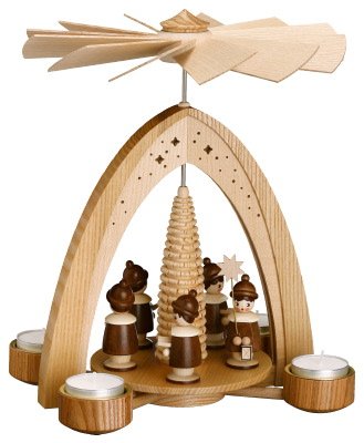 Pyramide légère de thé en bois brut de 28 cm avec sa chorale traditionnelle