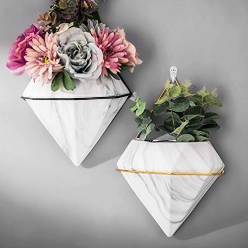 Didiseaon Triangle Wall Planter Marble Diamonds Shape Wall Hanging Flower Pot Wall Mounted Plant Holder Vase For Home And Office #TOP7