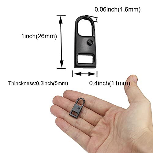 Zipper Pull Tab Replacement Metal Zipper Handle Mend Fixer for Suitcases Luggage Jacket Backpacks Coat Boots (4pcs Black)