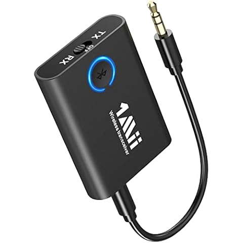 1Mii Bluetooth 5.0 Transmitter Receiver with aptX Low Latency, Bluetooth Audio Adapter 3.5mm Jack, Dual Link for TV, Home Stereo, Airplane, Boat, Gym Cover