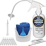 Ohrenschmalz Entferner von Tilcare - Ohrspülsystem für Erwachsene & Kinder - Perfektes Ohrreinigungsset - Beinhaltet Becken, Spritze, Kürette-Set, Handtuch und 30 Einwegspitzen