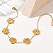 Lucky Butterfly Bracelet Designer Dupes, 18k Gold Plated Minimalism Double-Sided Mother Of Pearl Shell Dainty Adjustable Chain Bracelet For Women Fashion Jewelry Gift (Gold Flower)