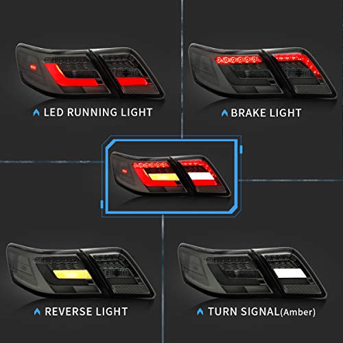 Vland Led Tail Lights Compatible With Toyota Camry 2007-2011 With 3D Light Bar, Not Fit Le Models And Hybrid (Factory Led Rear Light) Smoke #TOP1