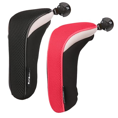 Golf Builder Golf Club Hybrid Head Covers, 2pcs/Set, Black+Red