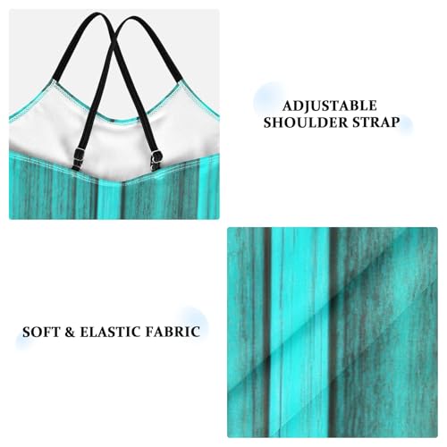 Turquoise Wood Texture Toddler Girl One Piece Swimsuit, Spaghetti Straps, Cross Back Design, Ages 3T3