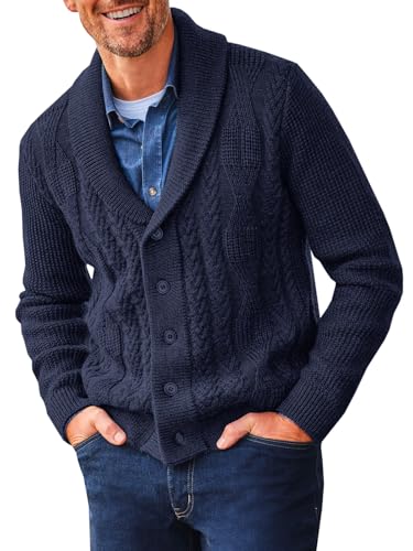 Runcati Mens Shawl Collar Cardigan Sweater Cable...
