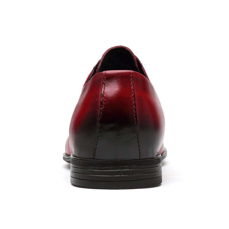 Oxford Shoes for Men Lace Up Pointed Burnished Toe Apron Toe Leather Derby Shoes Low Top Block Heel Rubber Sole Resistant Non Slip Prom4