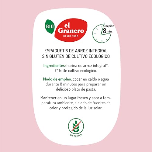 Miniatura 4 de El Granero Integral - Espaguetis De Arroz Integral Sin Gluten Bio - 500 G - Alto Contenido En Nutrientes - Propiedades Digestivas - Sensación De Saciedad - Aptos Para Veganos