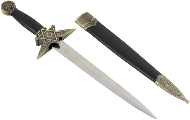 Miniatura 3 de Daga masónica de hoja de acero inoxidable con brújula cuadrada Masón símbolo masónico en relieve, cuchillo espada regalo para hombres