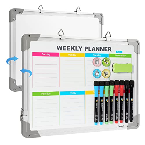 Dry Erase Board With Weekly Calendar - 16X12 Inches Magnetic Small Whiteboard Hanging Double-Sided Board For Wall, Portable Board For Drawing, Kitchen, Planning, Memo, School, Home, Office (Grey) #TOP7