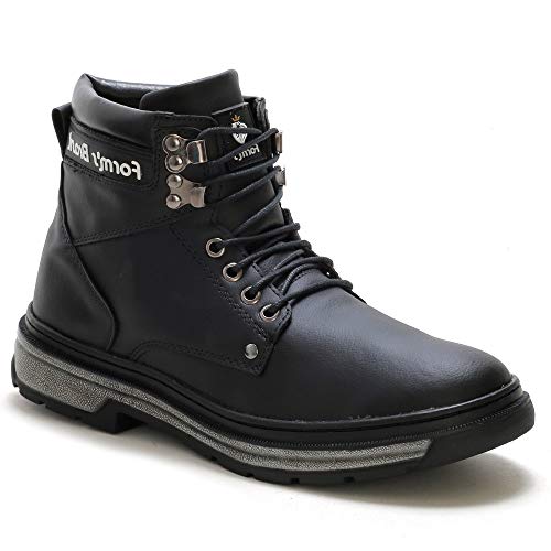 Bota Coturno Masculina Casual Cano Médio Conforto Macia Leve Cor:Preto;Tamanho:42