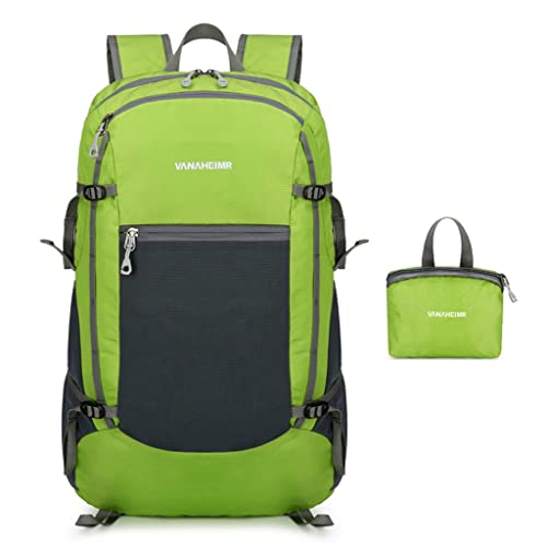 XAGMODSHN Mochila de senderismo ultraligera y plegable, resistente al agua, para viajes al aire libre, camping, escalada, verde claro, Talla única
