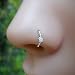 Nose Ring Hoop - Cartilage Tragus Earring - TEXTURED Sterling Silver - 20G to 16G - 2mm Stone