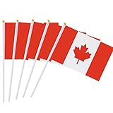 Kind Girl 25 Pack Hand Held Small Mini Flag Canada Flag Canadian Stick Flag Round Top National Country Flags,Party Decorations Supplies for Parades,World Cup,Festival Events,International Festival