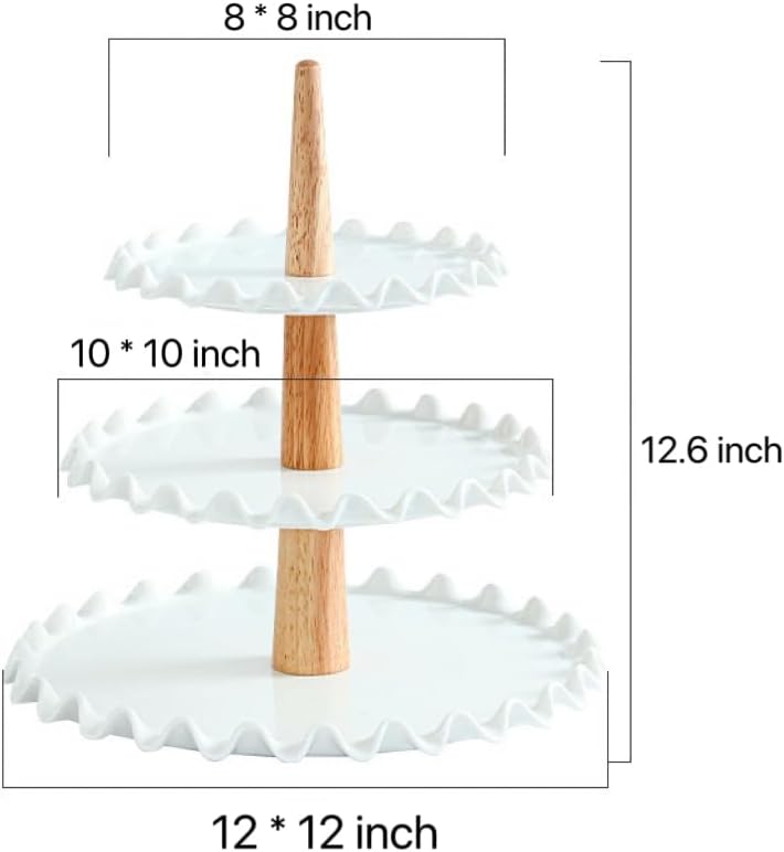 3 Tier Cupcake Stand,White Porcelain Wedding Cupcake Stand,Tiered Serving Tray,Cupcake Display Tower, Dessert Stand for Party,Wedding