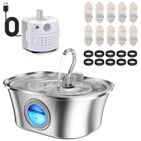 Cat Water Fountain & 9 Replacement Filters & Replacement Pump Cover