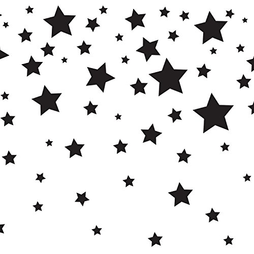 Tempaper TK608 Falling Stars Removable Peel and Stick Wallpaper, 6" x 15', White/Black