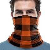 Amaze-Home Orange Black Buffalo Plaid Checkered Bandana Cycling Balaclavas Face Covers Scarf for Men