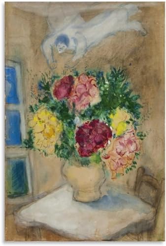 Affiche Marc Chagall ange et fleurs 40x60cm pour salon