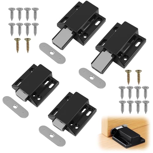 4 Pack Magnetic Push to Open Door Catches Adjustable Aluminu