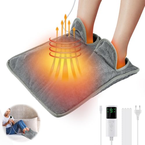 Lotvic Fußwärmer Elektrisch mit 9 Temperaturstufen & 4 Timer, Elektrische Fußheizung Wärmekissen, Kuscheliger Fußwärmer...