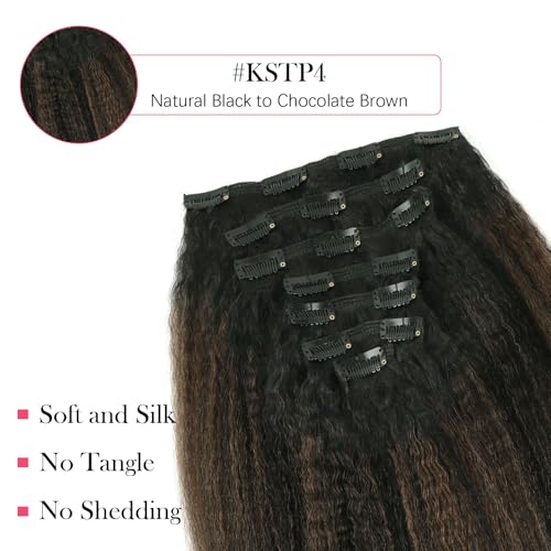 Extensions kinky straight clips tête complète volume 14 pouces
