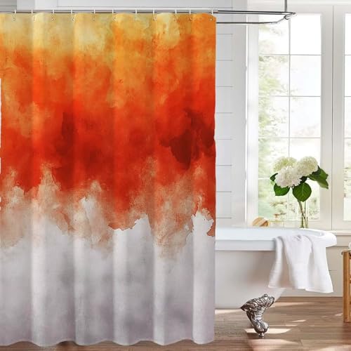 Rideau de douche orange 90x180 cm abstrait en polyester imperméable - 4