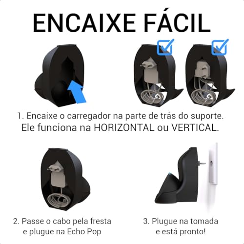 Sculpy Suporte Alexa Echo Eco Pop para Tomada Vertical ou Horizontal