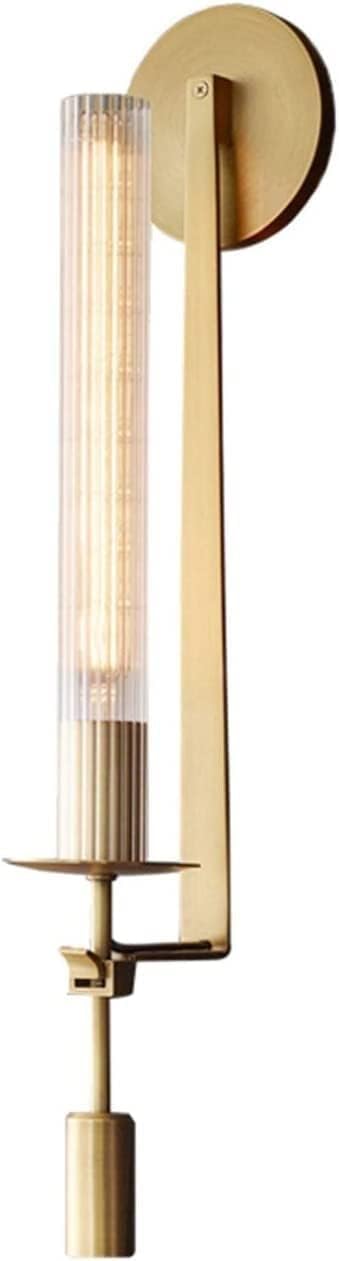 JKJZSALJ Mid-Century Brass Wall Lamp With Cylindrical Glass Shade Wall Light Modern Sconces Wall Lantern, Led Light