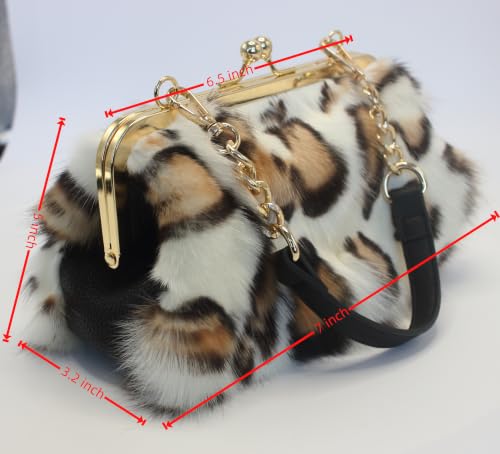 Image of Luxurious Fashion Natural Fox Fur with Hair Handbag for Women and Ladies