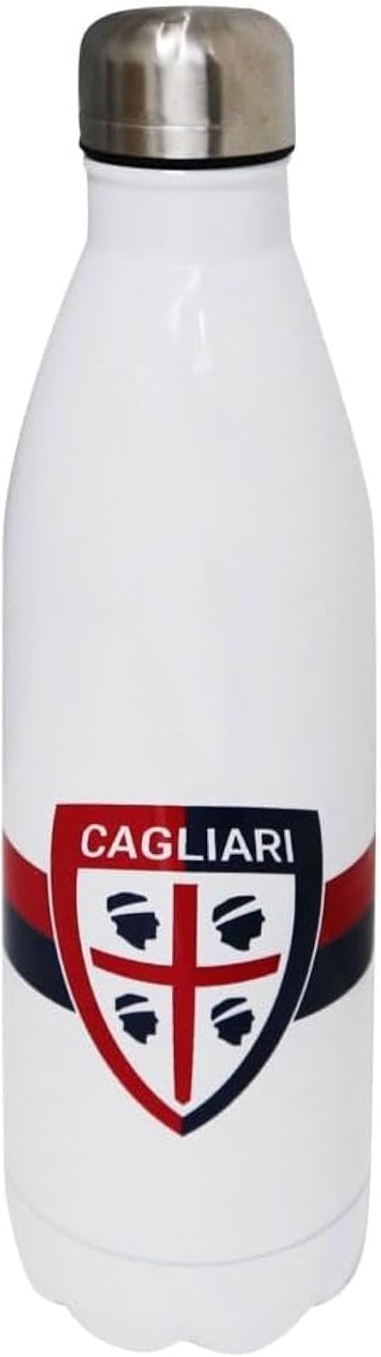 Borraccia termica 750 ml compatibile con Cagliari Calcio Bianca