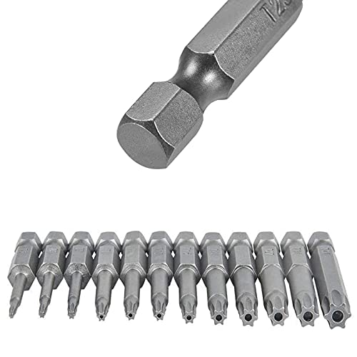Seonfook 12Pcs T5-T40 Torx Screwdriver Bit Set S2 Steel Magnetic Tamper Proof Star Security Torx Head Screwdriver Bits 1/4 Inch Hex Shank Screw Driver Drill Bit Tool Kit [2 Inch/50Mm Length] #TOP6