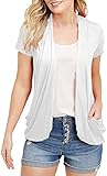 Womens Cardigans Short Sleeve Summer Lightweight Sheer Open Front Drape Sweater Tops White