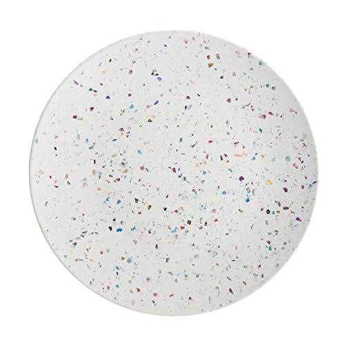 Zak Designs 11in Confetti Dinner Plates, Made with Durable Eco-Friendly Melamine Material, Salad Serving Dinnerware, Perfect for Indoor/Outdoor Activities (White, 6-Piece Set, BPA-Free)