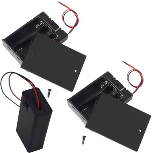 3 x AA Battery Holder and Screws,3 AA Battery Case Holder with Wire Bundle Switch and Cover, Battery Storage Boxes, AA Charging 3 Bay Battery Holder image 2