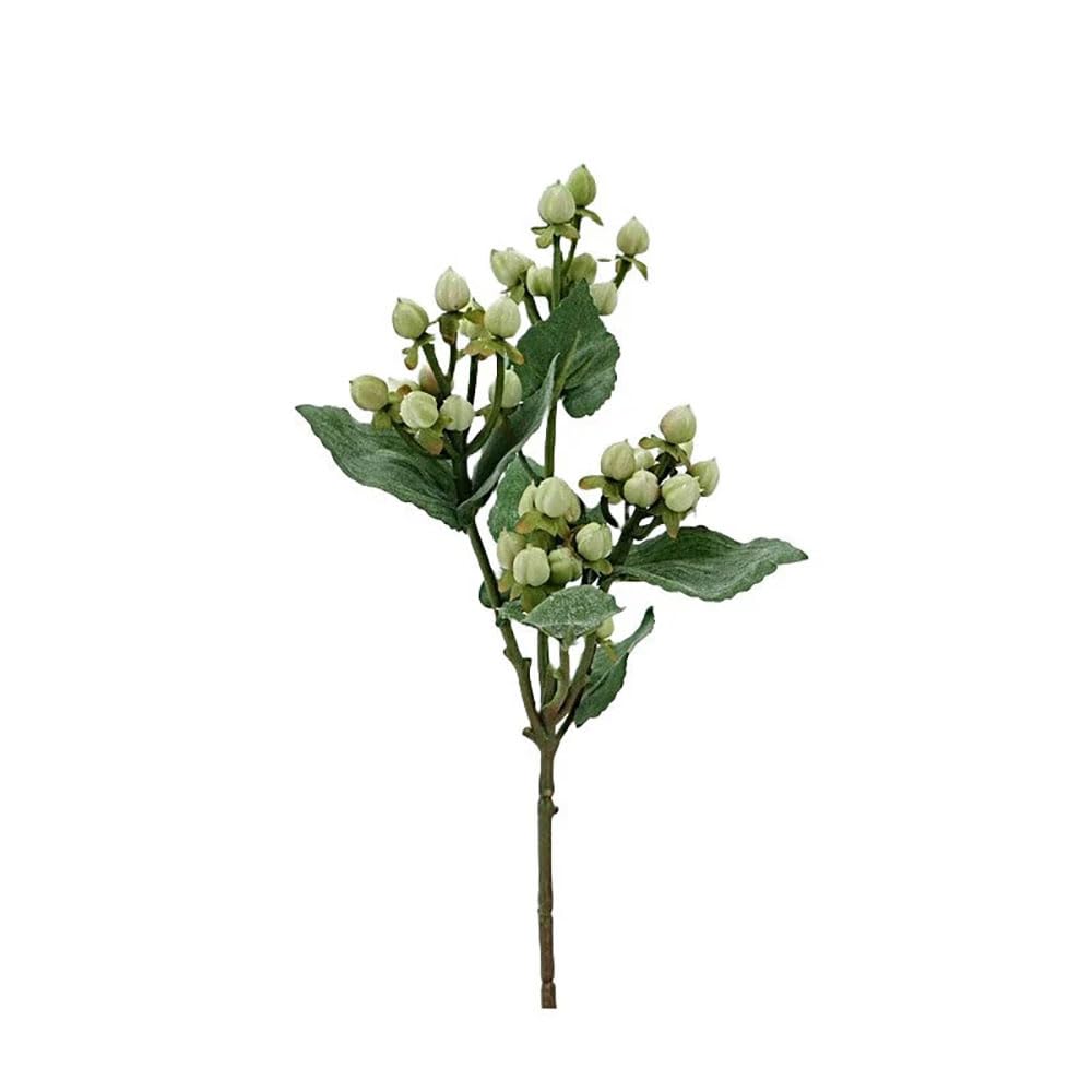 FloristryWarehouse Artificial Hypericum Berry Branch 48cm/19 Inches Green Cream