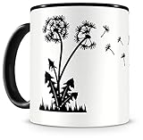 Samunshi® Pusteblume Tasse Kaffeetasse Teetasse Kaffeepott Kaffeebecher Becher H:95mm/D:82mm schwarz