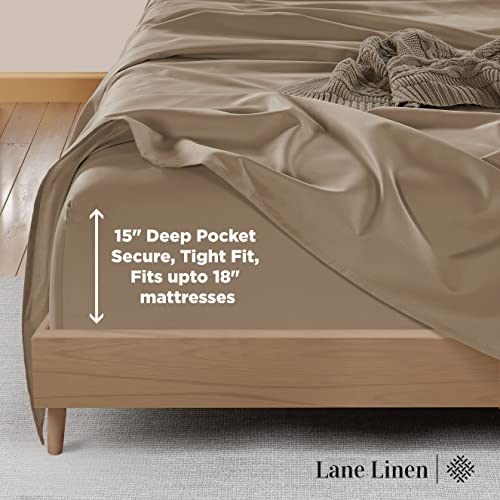 600 Thread Count Queen Sheet Set - 4 Pc Queen Sheets, 100% Long Staple Combed Cotton Sheets, Luxury Sateen Weave Queen Size Sheets, Hotel Collection Sheets, 17" Queen Sheets Deep Pocket, Taupe #TOP5