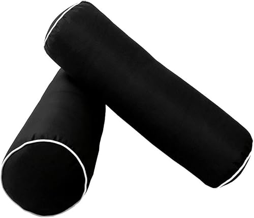 Miniatura 4 de *Cover ONLY* Style6 Queen Size 78"x8" Contrast Piped Trim Bolster Pillow Slipcover AD109