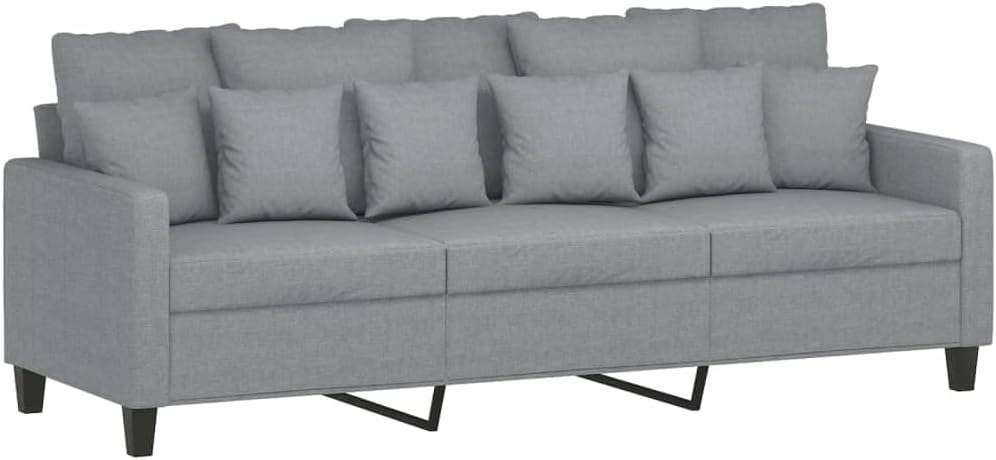 3-Seater Sofa with Footstool Light Grey Polyester Living Room Furniture