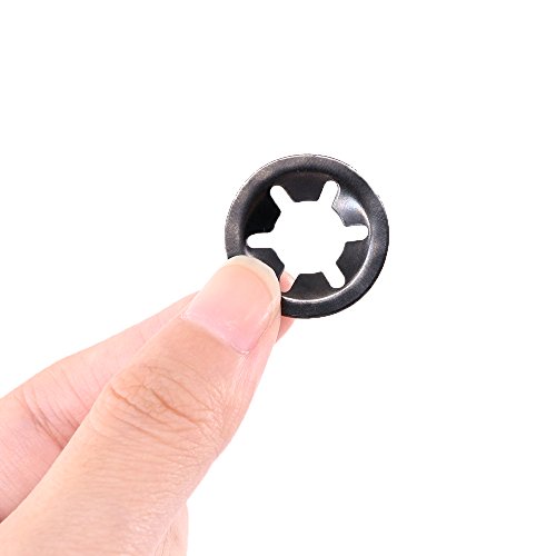 Hilitchi 280Pcs 7Sizes Black Oxide Internal Tooth Starlock Washers Push On Speed Clips Locking Washers Assortment Kit #TOP4