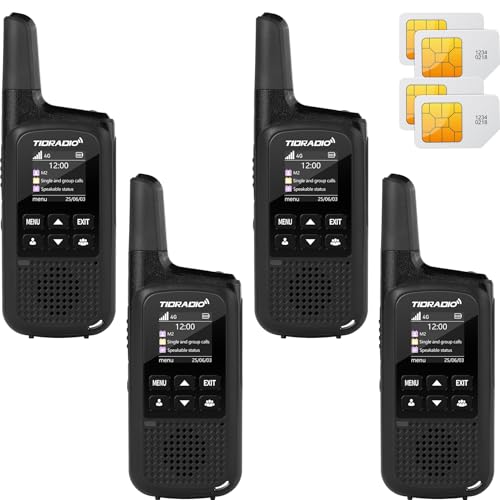Image of TIDRADIO TD-M2 Rapid Global 4G LTE Walkie Talkies Unlimited Range with SIM Cards, Manage via APP, Long Distance Nationwide PoC Two Way Radios for Family, Logistics, Truck Fleet, Mall, 4 Pack