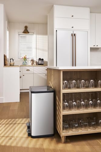 ELPHECO Dual Compartment Kitchen Step Trash Can 2×6.6 Gallon Stainless Steel Garbage Can for Kitchen with 2 Removable Buckets and Lids