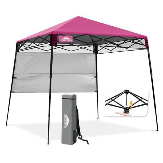 EAGLE PEAK Day Tripper 8x8 Slant Leg Lightweight Compact Portable Canopy w/Backpack Easy One Person Set-up Folding Shelter and 36 Square Feet of Shade (Pink)