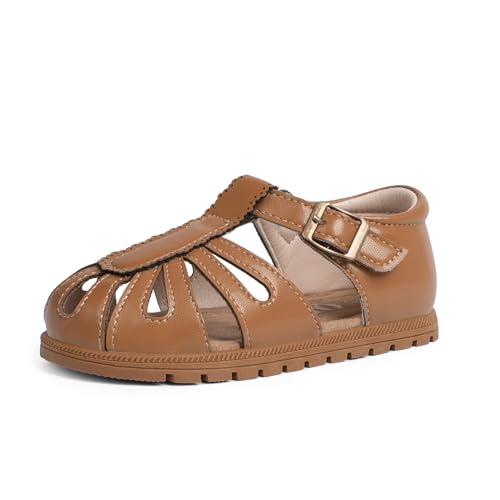 Image of QIY Toddler Girl Sandals Little Kids Summer Dress Shoes Open Toe Flats Princess Sandals for School Beach Party