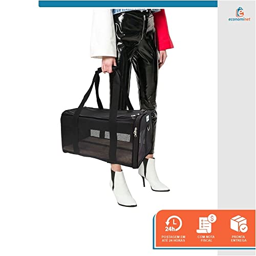 Bolsa Transporte Pet para Avião Cabine Viagem Ventilação Cães e Gatos Reforçada até 10kg Tela Arejad