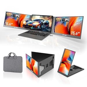 MT-VIKI 15.6’’ Laptop Bildschirm Erweiterung 2 Monitor FHD 360° Drehbar 1080P IPS Tragbarer Laptop Screen Extender für 11’’-16’’ Laptops Kompatibel mit Mac/Android/Win mit USB-Treiber 1 Handtasche