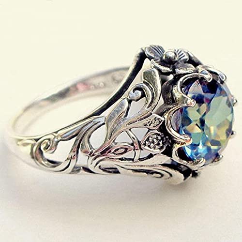 ZXCM Bague Creuse colorée Vintage 925 Silver Bijoux Fine Bijoux Creative Gemstone Bague pour Femme Cover